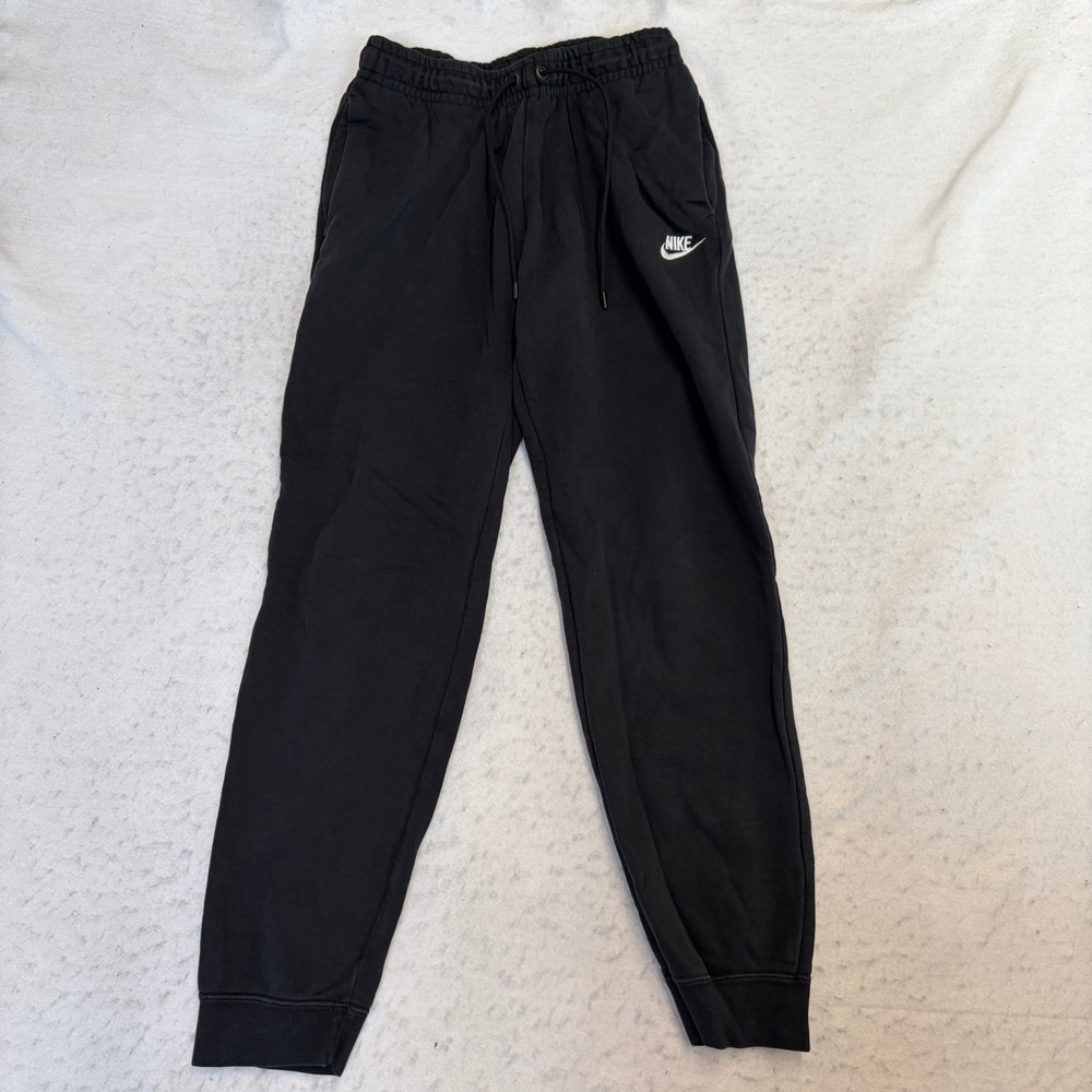 Nike Joggers Mens Size M Black Fleece Sweatpants Cuffed Drawstring